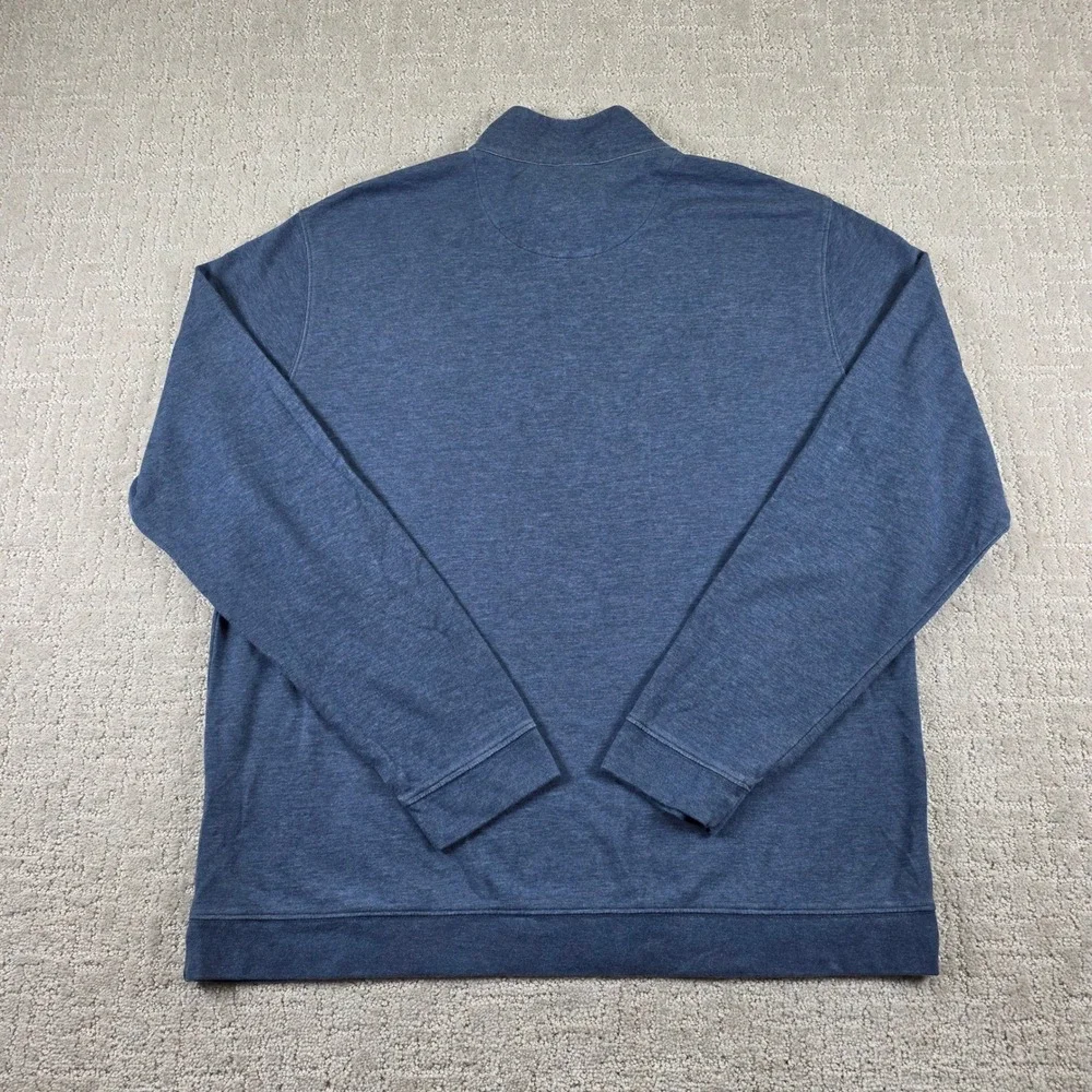 Johnnie-O Mens XL Blue Heathered Quarter Zip Long Sleeve Pullover Golf Sweater